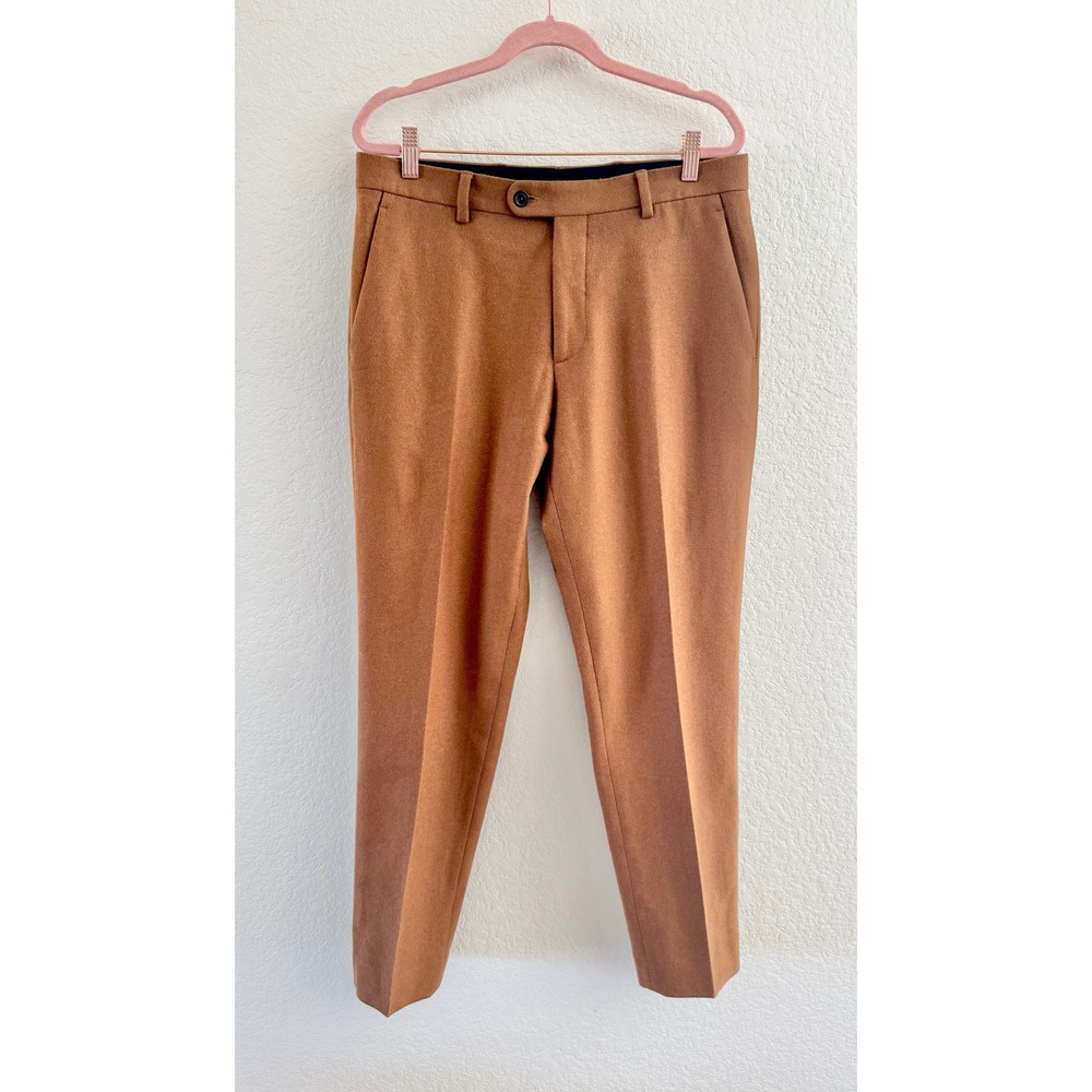 Octobre Editions Trousers Wool Blend Brown Camel Slim Fit Size 40 Mens 32x27